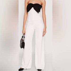 Color Block Bow Strapless Jumpsuit